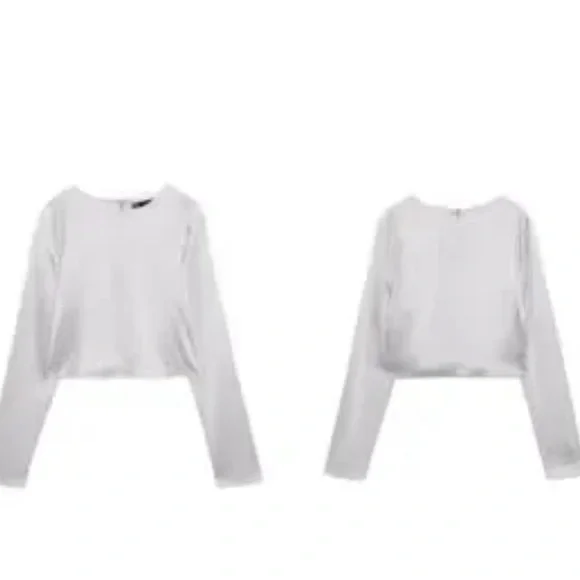 Zara Sunning Silver Co-ord & Matching Set of midi length skirt & crop top🔥🔥 - Picture 5 of 9